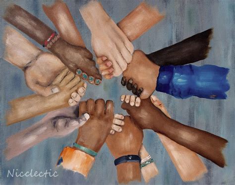 Children in unity, racial equality art print