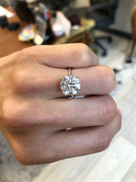 4 Carat Round Lab Grown Diamond & Hidden Halo Solitaire Ring