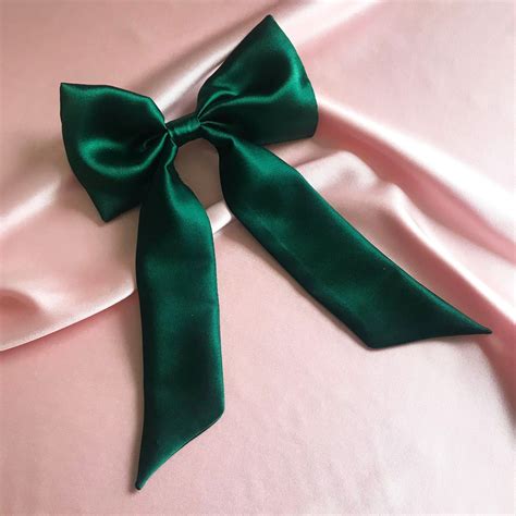 Emerald Green Real Silk Euphrasie Hair Bow Ribbon Barrette - Etsy UK ...