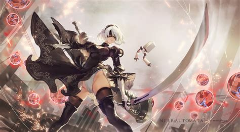 Automata's 2b Digital Wallpaper, Black Dress, Nier, - Nier Automata ...