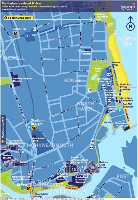 Sunderland seafront map - Ontheworldmap.com