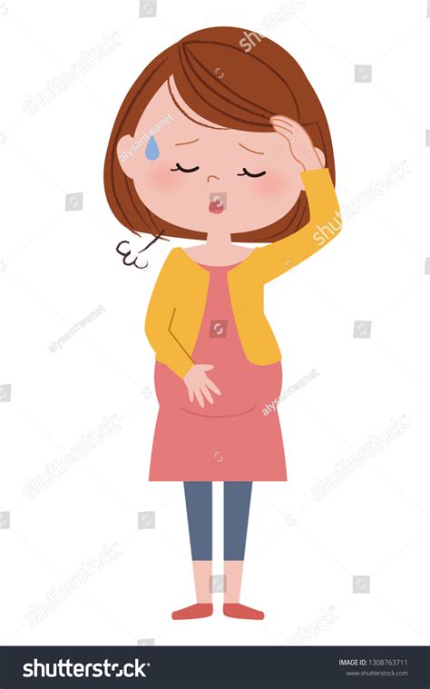 Illustration Pregnant Women She Very Tired Stock Vector (Royalty Free ...