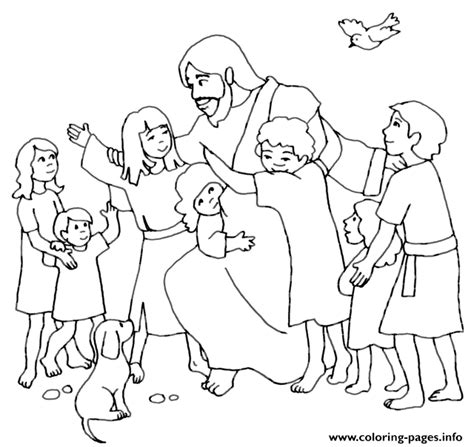 Jesus Christ With Children Coloring page Printable