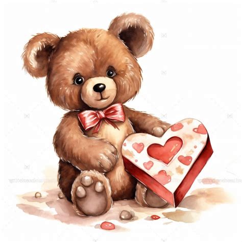 Premium AI Image | A cute teddy bear with a heart shaped box.