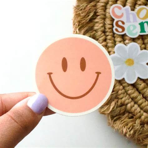 Pink Smiley Face Sticker Vinyl Sticker Matte Waterproof Laptop Stickers ...