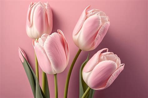 Premium Photo | Cute composition of pink tulips with white edging on ...