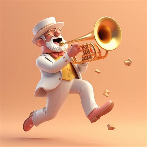 Premium AI Image | Cartoon trombone 3D