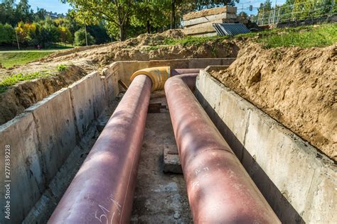 Underground pipe installation. Laying or replacement of underground ...