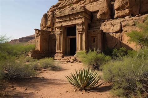 Premium Photo | Ancient temple structure in desert landscape