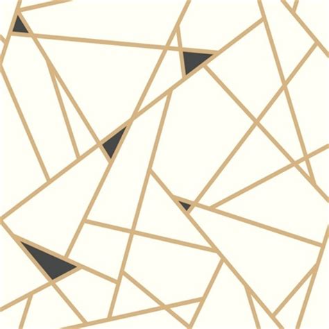 RY2702 | White & Gold Prismatic Modern Geometric Lines Wallpaper