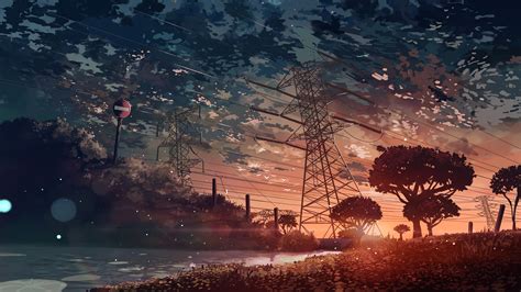 Anime, Scenery, Sunset, 4k, - Anime Landscape Wallpaper 4k - 3840x2160 ...