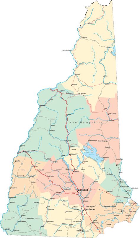 New Hampshire Road Map - NH Road Map - New Hampshire Highway Map