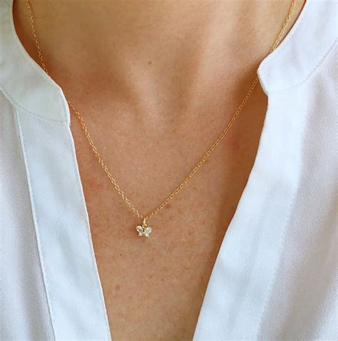 Butterfly Necklace Simple Necklace Dainty Necklace - Etsy