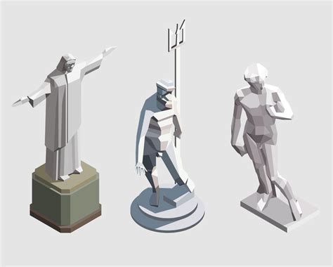 Set of vector isometric statues 270351 Vector Art at Vecteezy