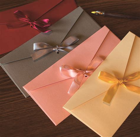 Factory Direct Paper Envelope Craft with Bow - Wedding Gift Envelope