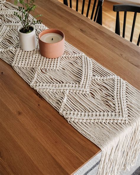 Hand Woven Macrame Table Runner | Macrame table runner, Macrame table ...