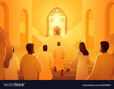 Jesus sits on the throne of heaven welcoming Vector Image