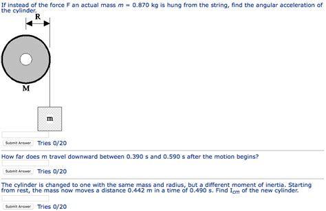 Solved M, a solid cylinder (M=2.07 kg, R=0.135 m) pivots on | Chegg.com