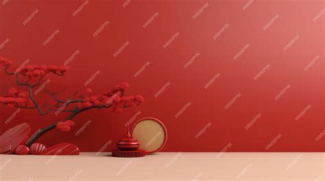 Premium AI Image | Red Chinese Lunar New Year background