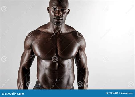 Masculine Young African Male Model Posing Shirtless Stock Photo - Image ...