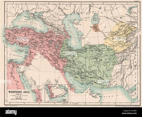 WESTERN ASIA IN 1600 AD: under the Turks & Persians, 1902 antique map ...