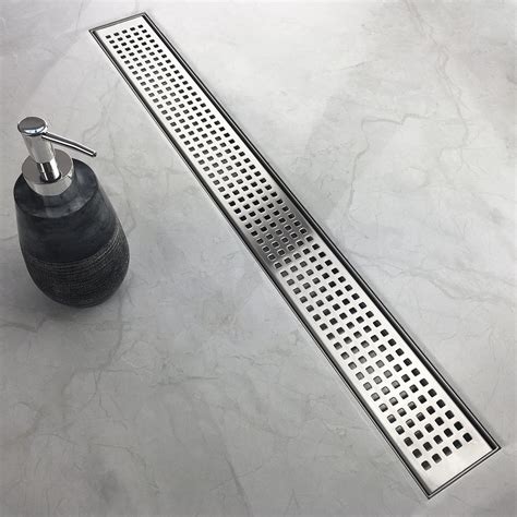 Neodrain 60-Inch Linear Shower Drain with Quadrato Pattern Grate, Prof ...