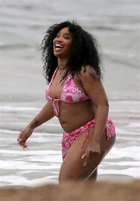 SZA in a Pink Bikini on the Beach in Hawaii – Celeb Donut