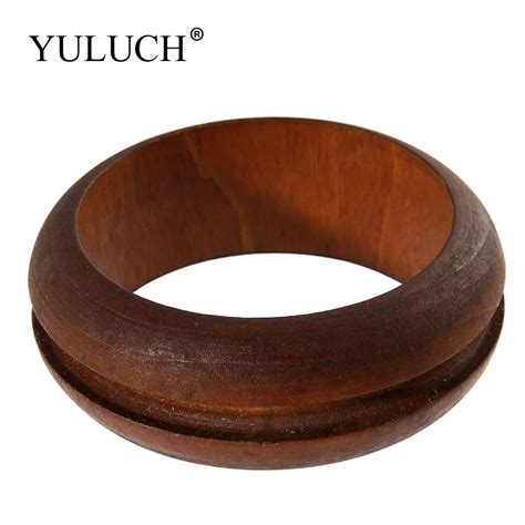 YULUCH DIY Handmade Natural Wooden Simple Bangles Vintage BIG Wood ...