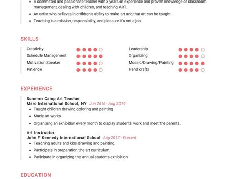 Art Teacher Resume Sample in 2025 - ResumeKraft