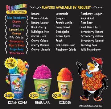 snow cone places menu - Reena Byars