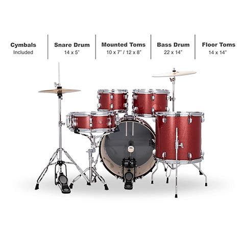 Ludwig Accent 5-Piece Drum Kit With 20" Bass Drum, Hardware and Cymbals ...