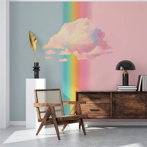 Rainbow Rain wallpaper - Free shipping | Happywall