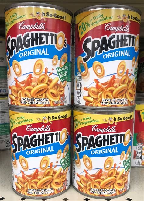 FOUR CANS Campbell's SpaghettiOs Original Pasta 15.8 oz Cans Tomato ...