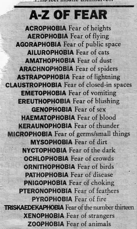 A-Z List Of Phobias - Interesting Facts About Phobias (24 Infographics)