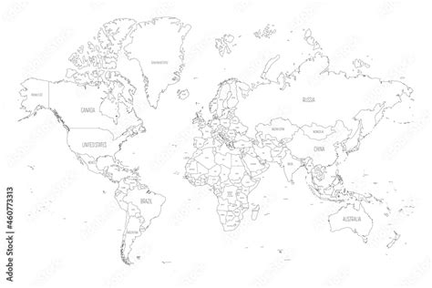 Map of World. Mercator projection. High detailed political map of ...