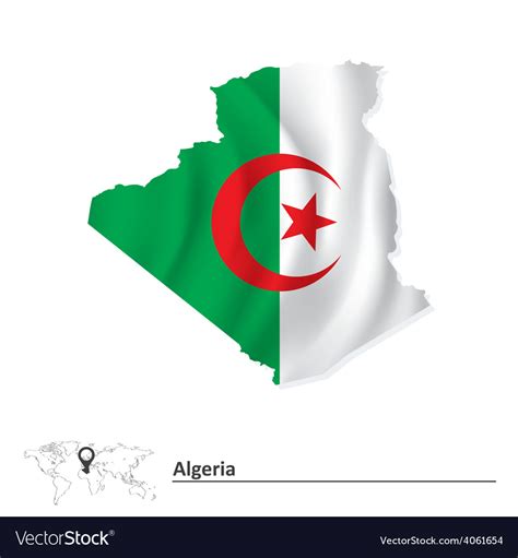 Map algeria with flag Royalty Free Vector Image