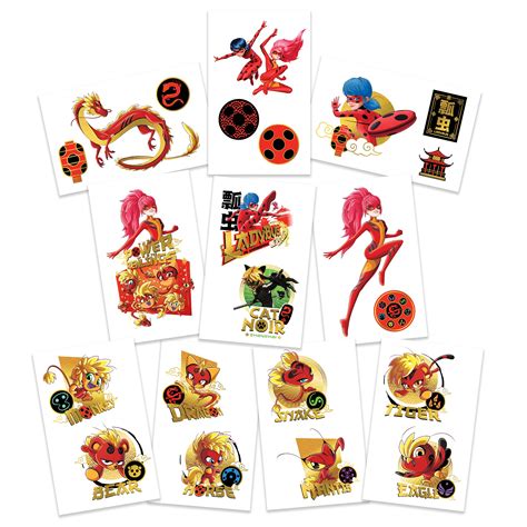 Miraculous World Shanghai Ladydragon Temporary Tattoos - 10 Sheets with ...