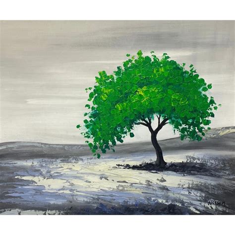 Green Tree on Grey Background | Camden Art