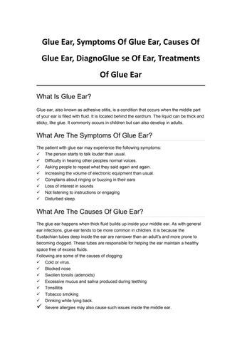 Glue Ear, Symptoms Of Glue Ear, Causes Of Glue Ear, Diagnose Of Glue ...