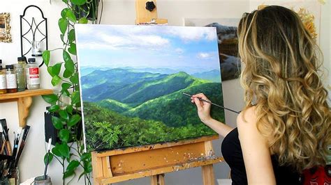 Oil Painting Time Lapse | Mountain Landscape | Mountain landscape ...