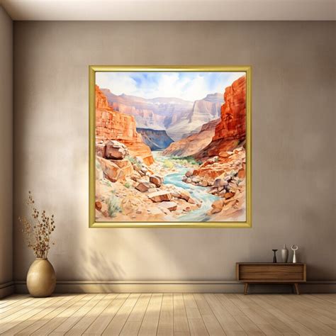 Grand Canyon Watercolor Painting Landscape Wall Art Design Decor Screen ...