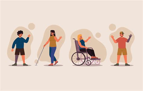 Disabilities Cartoon Flat People Character Concept 4592675 Vector Art ...