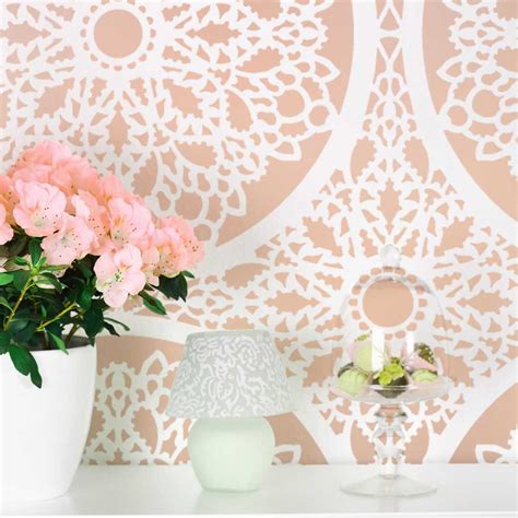 Lace stencil for walls, Lace wall patterns and stencils for DIY decorating