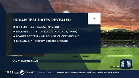 India VS Australia Test Series Dates Revealed 2020 - 2021 : Cricket