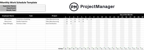 Weekly Work Schedule Template for Excel — ProjectManager