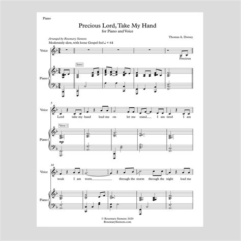 Precious Lord, Take My Hand - Digital Sheet Music - Rosemary Siemens ...