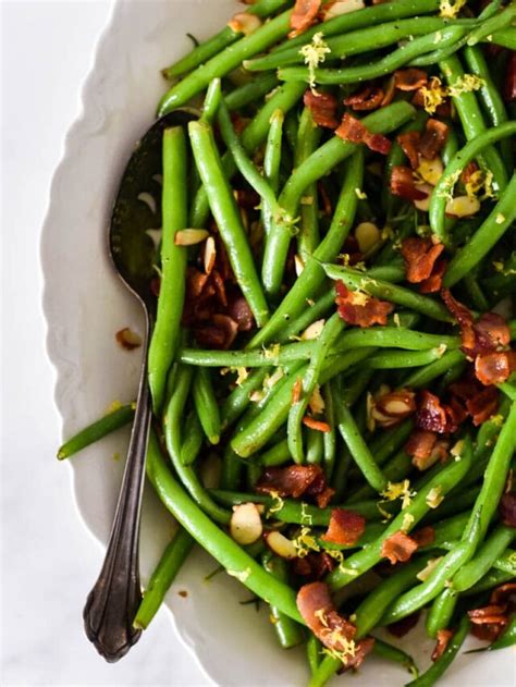 Classic French Green Beans Almondine with Bacon - The Gingered Whisk