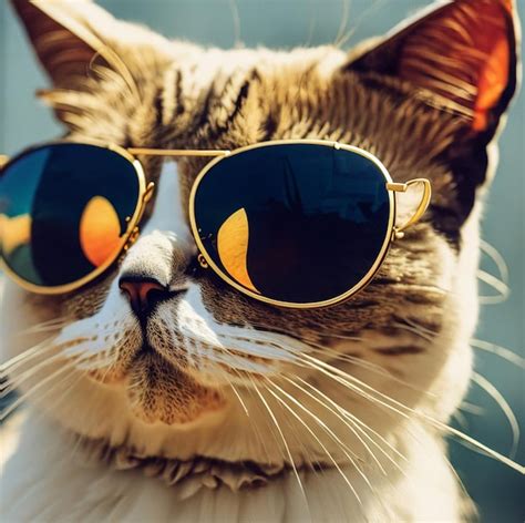 Premium AI Image | Lovely and funny cat with sunglasses