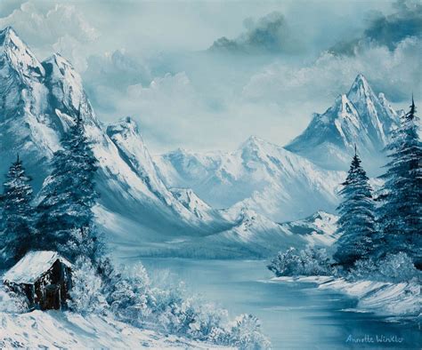 simple snowy mountain painting - Jonna Swafford