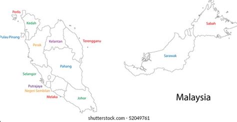 Outline Malaysia Map States Stock Illustration 52049761 | Shutterstock